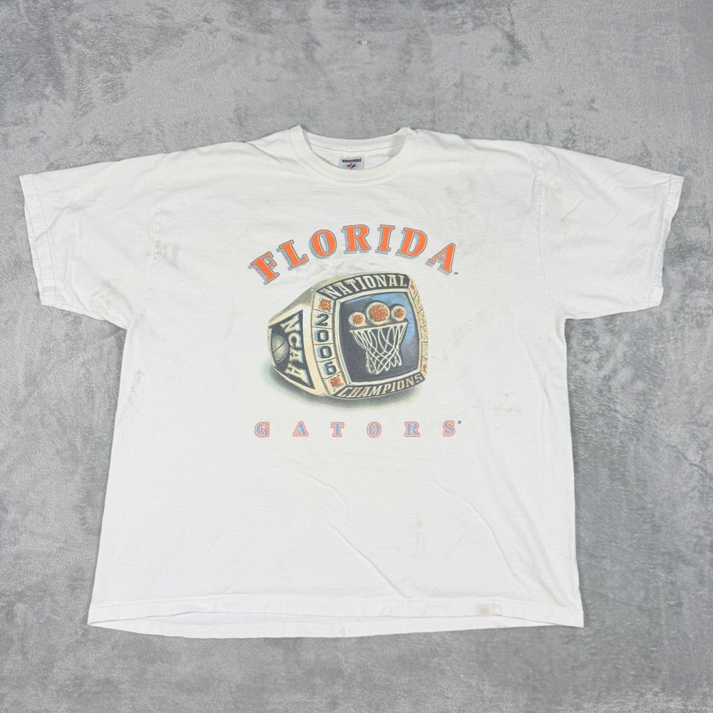 Jerzees Mens XL Florida Gators 2006 NCAA National Champions Graphic Tee White